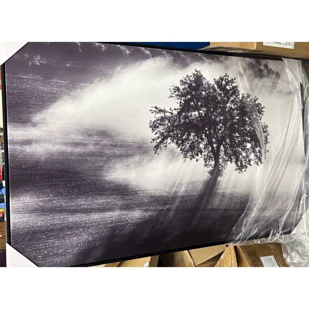 Black & White Tree Landscape Print, Large Framed Nature Wall Art, Landscape